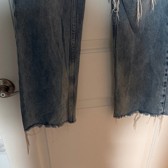 Zara Light Blue Distressed Straight Leg Jeans - Picture 4 of 7
